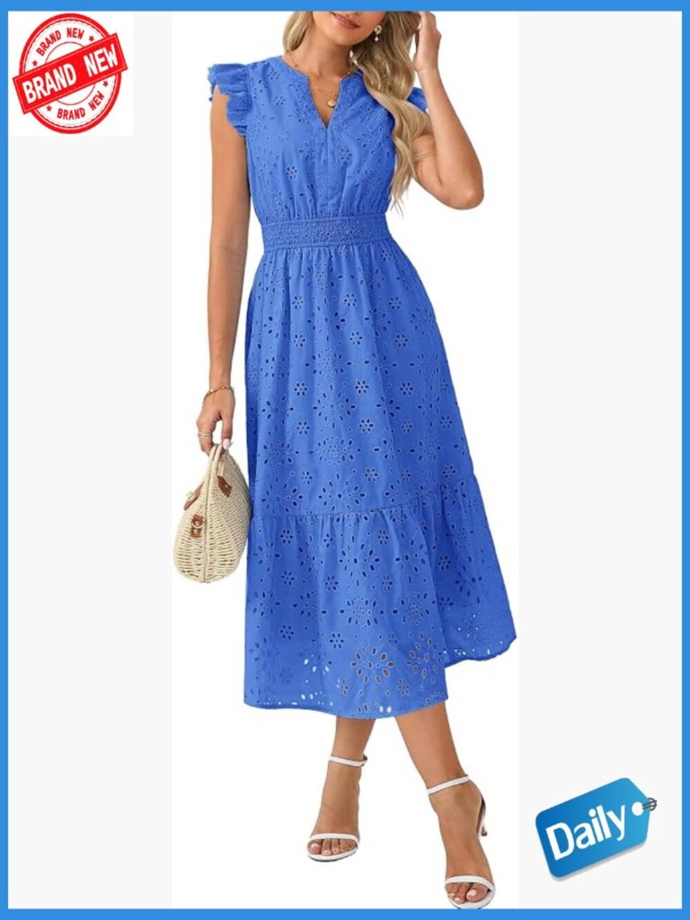 Boho Maxi Dress with Pockets Flowy V Neck Sundress